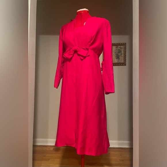 VTG 1960s Fuchsia Pink Wiggle Dress & Jacket Matching Set With Bow Miss Rubette - Picture 4 of 16